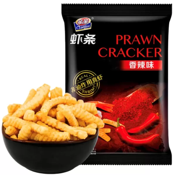 Креветочные чипсы со вкусом красного острого перца, Qinqin, 80г